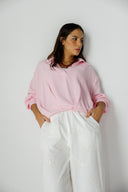 V-Neck linen Blouse -PINK
