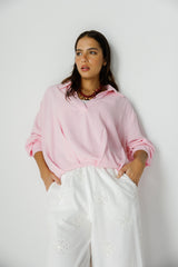 V-Neck linen Blouse -PINK