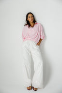 V-Neck linen Blouse -PINK