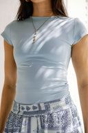 Fitted Crew Neck Basic top -BABY BLUE