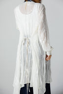 Sheer Embroidered long shirt -OFF WHITE