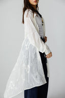 Sheer Embroidered long shirt -OFF WHITE