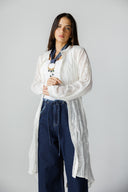 Sheer Embroidered long shirt -OFF WHITE