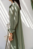 LONG LINEN SHIRT -OLIVE