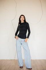EXTRA STRASS DENIM PANTS-ICED