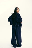 Stripped Wide Denim Pants