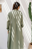 LONG LINEN SHIRT -OLIVE