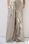 Wide-Leg Drawstring Pants -OLIVE