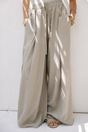 Wide-Leg Drawstring Pants -OLIVE