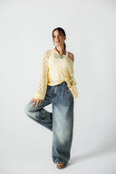 VINTAGE WASH DENIM PANTS -WASHED BLUE