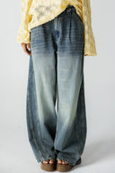 VINTAGE WASH DENIM PANTS -WASHED BLUE