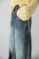 VINTAGE WASH DENIM PANTS -WASHED BLUE