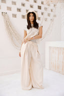 SLEEVELESS CROCHET BLOUSE -Beige