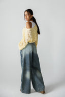 VINTAGE WASH DENIM PANTS -WASHED BLUE