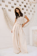 SLEEVELESS CROCHET BLOUSE -Beige