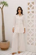 LINEN SHIRT WITH STRAP DETAIL -OFF WHITE