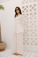 LINEN SHIRT WITH STRAP DETAIL -OFF WHITE