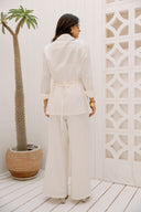LINEN SHIRT WITH STRAP DETAIL -OFF WHITE