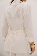 LINEN SHIRT WITH STRAP DETAIL -OFF WHITE