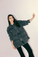 CARGO DENIM JACKET -BLACK