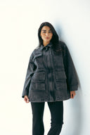 CARGO DENIM JACKET -BLACK