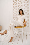 LINEN SHIRT WITH STRAP DETAIL -OFF WHITE