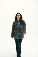 CARGO DENIM JACKET -BLACK