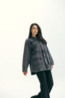CARGO DENIM JACKET -BLACK
