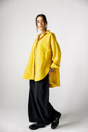 OVER SIZED LINEN SHIRT -MUSTARD