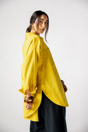 OVER SIZED LINEN SHIRT -MUSTARD