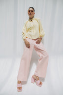 Straight Gabardine pants -PINK