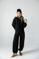 ROSE LACE BLOUSE  -BLACK