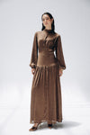 SOFT SATIN DRESS -BROWN