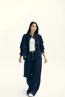 Stripped Wide Denim Pants