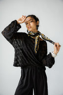 ROSE LACE BLOUSE  -BLACK