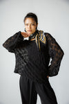 ROSE LACE BLOUSE  -BLACK