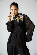 ROSE LACE BLOUSE  -BLACK