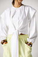 CROPPED COTTON T.SHIRT -OFF WHITE