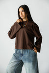BOXFIT LONG SLEEVE TEE -BROWN