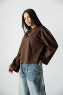 BOXFIT LONG SLEEVE TEE -BROWN
