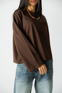 BOXFIT LONG SLEEVE TEE -BROWN