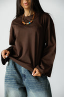 BOXFIT LONG SLEEVE TEE -BROWN