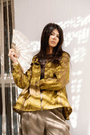 JACQUARD HIGH-NECK JACKET - OLIVE GREEN