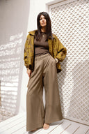 JACQUARD HIGH-NECK JACKET - OLIVE GREEN