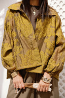 JACQUARD HIGH-NECK JACKET - OLIVE GREEN