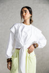 CROPPED COTTON T.SHIRT -OFF WHITE