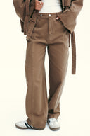 STITCHED PANTS WITH BUTTONS DENIM