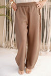 ELASTIC WAIST BALLOON PANTS -BROWN