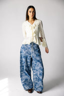 PAISLEY DENIM BALLOON PANTS - LIGHT BLUE