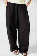 COMFY MELTON WIDE LEG PANTS - BLACK